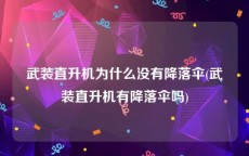 武装直升机为什么没有降落伞(武装直升机有降落伞吗)