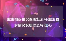 业主投诉情况说明怎么写(业主投诉情况说明怎么写范文)
