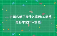 etc 进黑名单了是什么意思(etc标签黑名单是什么意思)