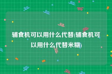 辅食机可以用什么代替(辅食机可以用什么代替米糊)
