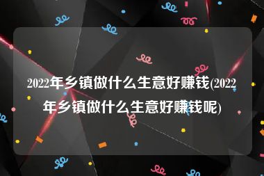 2022年乡镇做什么生意好赚钱(2022年乡镇做什么生意好赚钱呢)