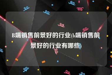 B端销售前景好的行业(b端销售前景好的行业有哪些)