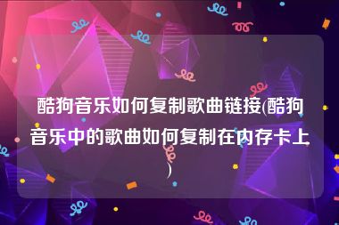 酷狗音乐如何复制歌曲链接(酷狗音乐中的歌曲如何复制在内存卡上)