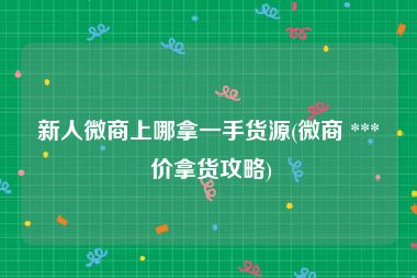 新人微商上哪拿一手货源(微商 *** 价拿货攻略)