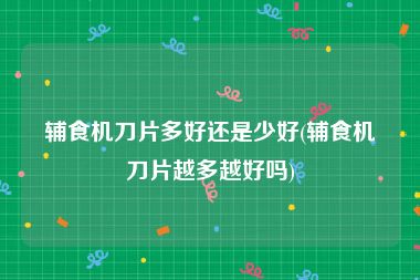 辅食机刀片多好还是少好(辅食机刀片越多越好吗)