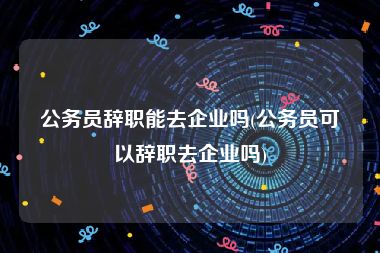 公务员辞职能去企业吗(公务员可以辞职去企业吗)