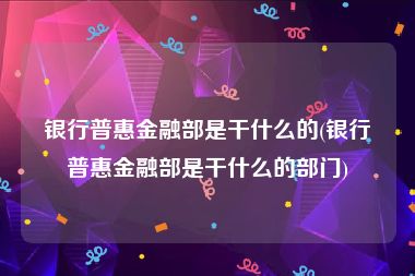 银行普惠金融部是干什么的(银行普惠金融部是干什么的部门)