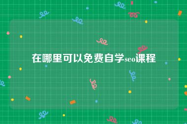 在哪里可以免费自学seo课程