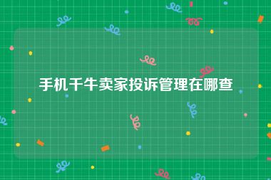 手机千牛卖家投诉管理在哪查