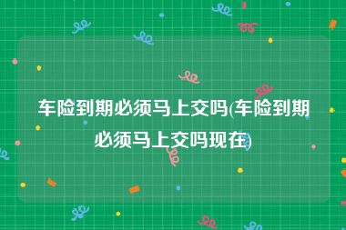 车险到期必须马上交吗(车险到期必须马上交吗现在)
