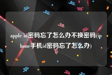 apple id密码忘了怎么办不换密码(iphone手机id密码忘了怎么办)