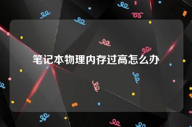 笔记本物理内存过高怎么办