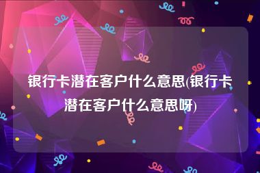 银行卡潜在客户什么意思(银行卡潜在客户什么意思呀)