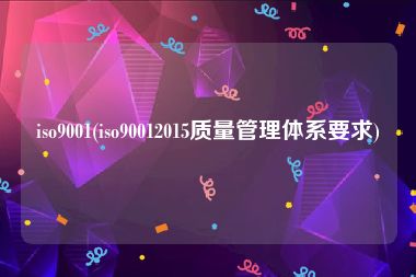 iso9001(iso90012015质量管理体系要求)