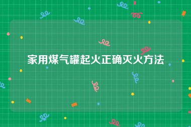 家用煤气罐起火正确灭火方法