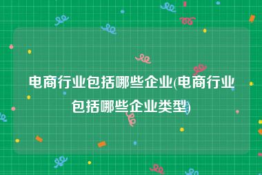 电商行业包括哪些企业(电商行业包括哪些企业类型)