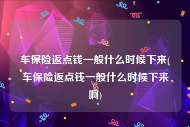 车保险返点钱一般什么时候下来(车保险返点钱一般什么时候下来啊)