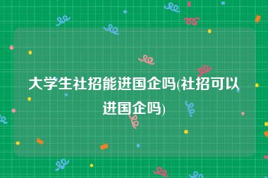 大学生社招能进国企吗(社招可以进国企吗)
