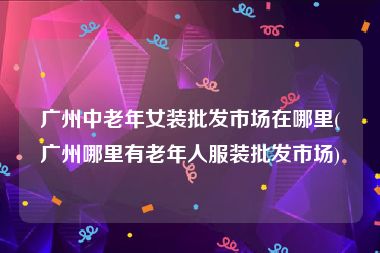 广州中老年女装批发市场在哪里(广州哪里有老年人服装批发市场)