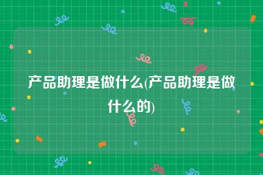 产品助理是做什么(产品助理是做什么的)