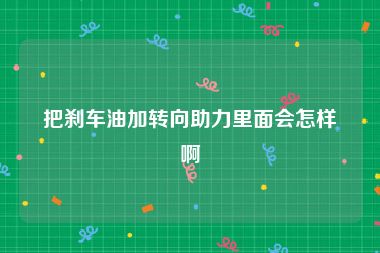把刹车油加转向助力里面会怎样啊