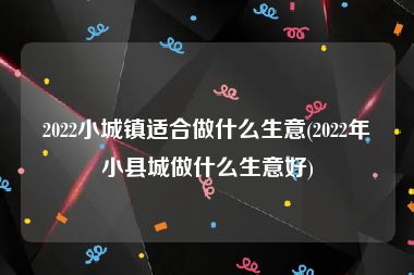 2022小城镇适合做什么生意(2022年小县城做什么生意好)
