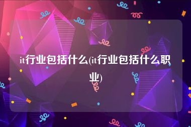 it行业包括什么(it行业包括什么职业)