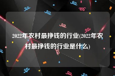 2022年农村最挣钱的行业(2022年农村最挣钱的行业是什么)