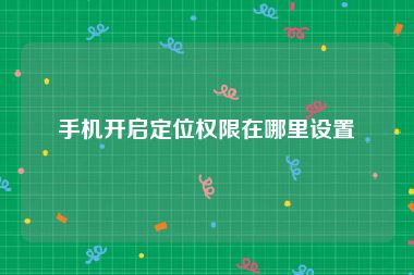 手机开启定位权限在哪里设置