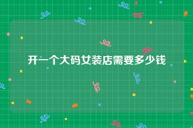 开一个大码女装店需要多少钱