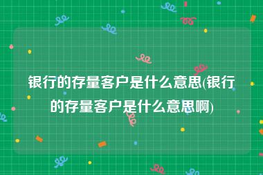 银行的存量客户是什么意思(银行的存量客户是什么意思啊)