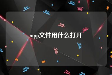 mpp文件用什么打开