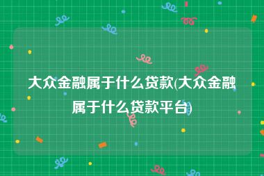 大众金融属于什么贷款(大众金融属于什么贷款平台)