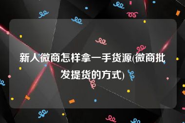 新人微商怎样拿一手货源(微商批发提货的方式)