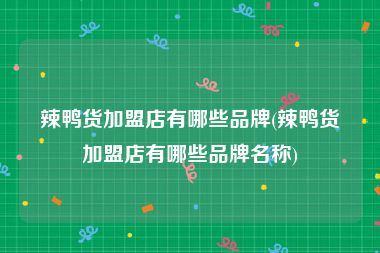 辣鸭货加盟店有哪些品牌(辣鸭货加盟店有哪些品牌名称)