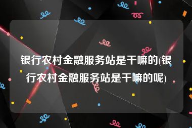 银行农村金融服务站是干嘛的(银行农村金融服务站是干嘛的呢)