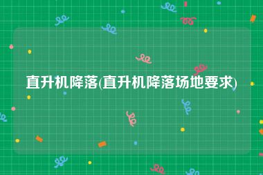 直升机降落(直升机降落场地要求)