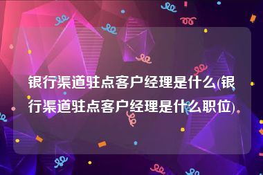 银行渠道驻点客户经理是什么(银行渠道驻点客户经理是什么职位)