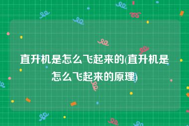 直升机是怎么飞起来的(直升机是怎么飞起来的原理)
