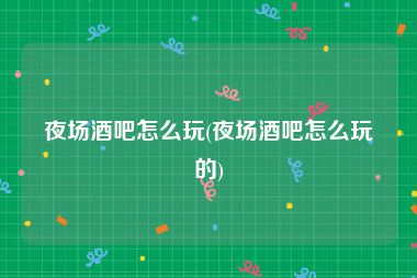 夜场酒吧怎么玩(夜场酒吧怎么玩的)
