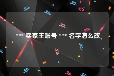  *** 卖家主账号 *** 名字怎么改