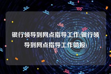 银行领导到网点指导工作(银行领导到网点指导工作简报)