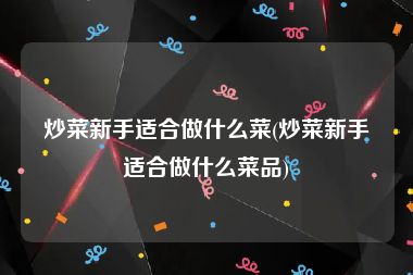 炒菜新手适合做什么菜(炒菜新手适合做什么菜品)