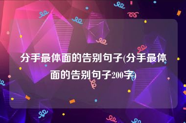 分手最体面的告别句子(分手最体面的告别句子200字)