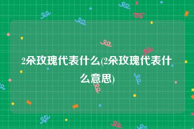 2朵玫瑰代表什么(2朵玫瑰代表什么意思)