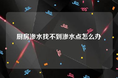 厨房渗水找不到渗水点怎么办