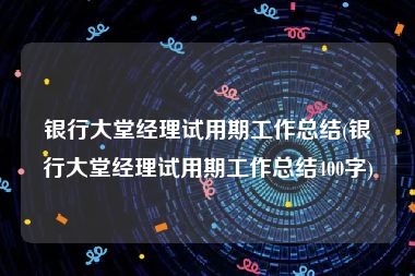 银行大堂经理试用期工作总结(银行大堂经理试用期工作总结400字)