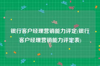 银行客户经理营销能力评定(银行客户经理营销能力评定表)