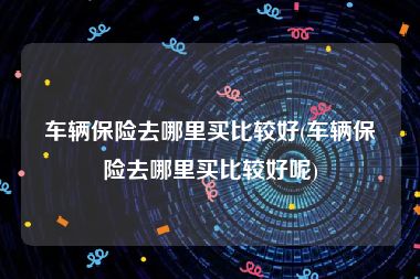 车辆保险去哪里买比较好(车辆保险去哪里买比较好呢)