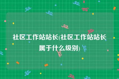 社区工作站站长(社区工作站站长属于什么级别)